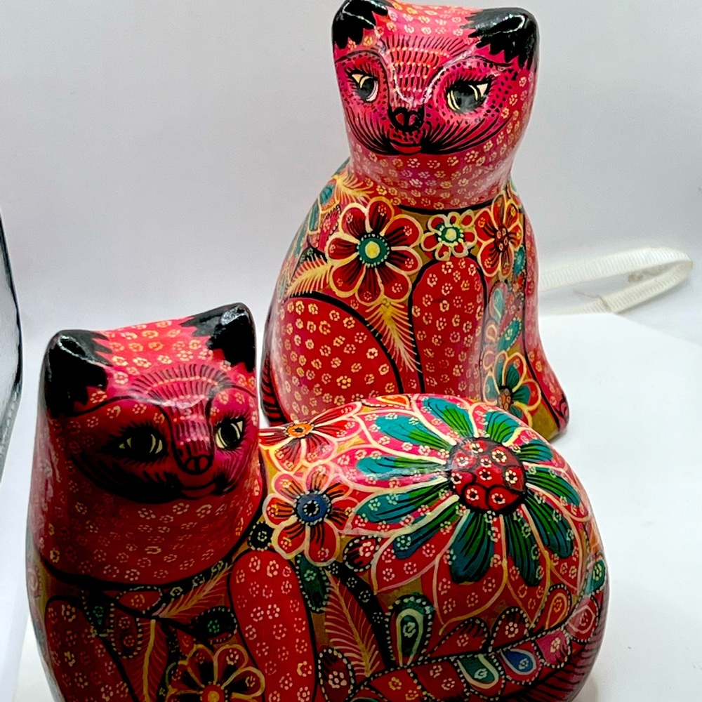 🌺Mexican Vintage pottery Handpainted cats 🌺